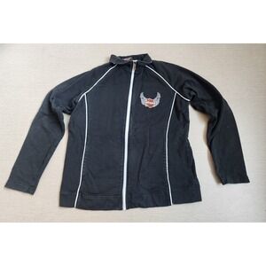 Harley Davidson Womens Large Faded Spell Out Full Zip Jacket Black‎ HV98 ORDF